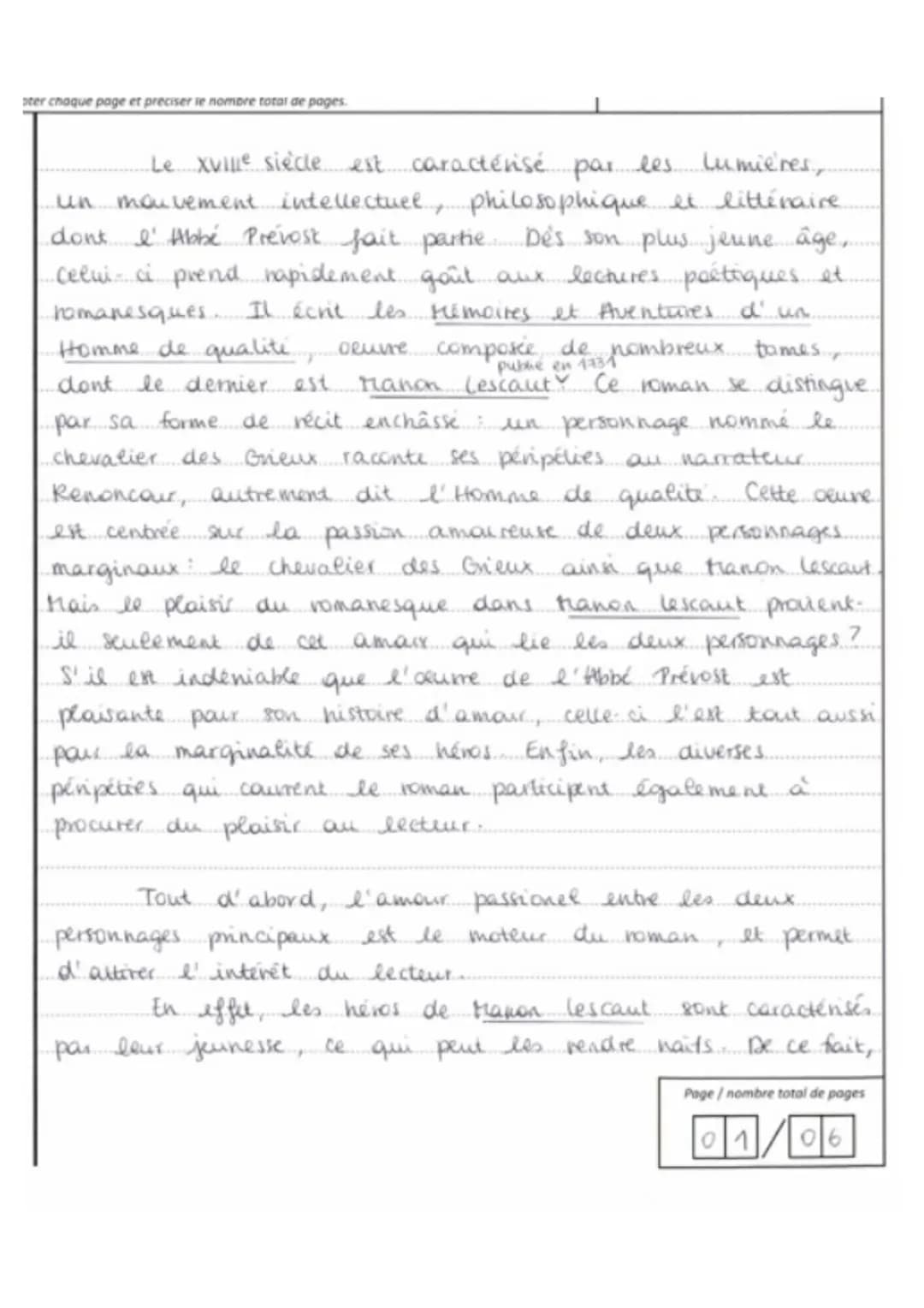 ster chaque page et preciser le nombre total de pages.
publié en 1734
Le xville siècle est caractérisé par les lumières.,.
un mouvement inte