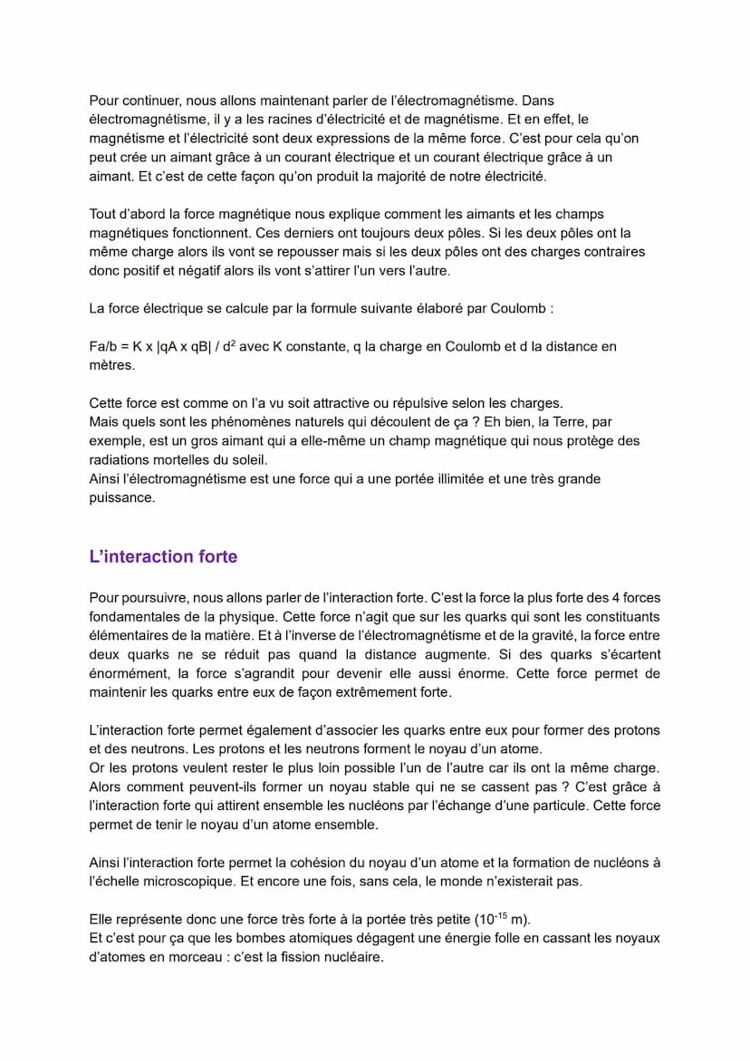 PHYSIQUE-CHIMIE
Comment les forces fondamentales agissent-elles pour maintenir la cohésion de la
matière/ dans l'univers ?
L'univers est inf