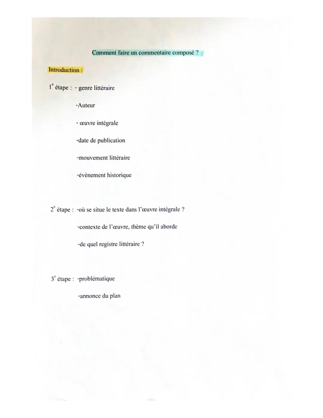 COMMENT FAIRE UN COMMENTAIRE COMPOSÉ ?