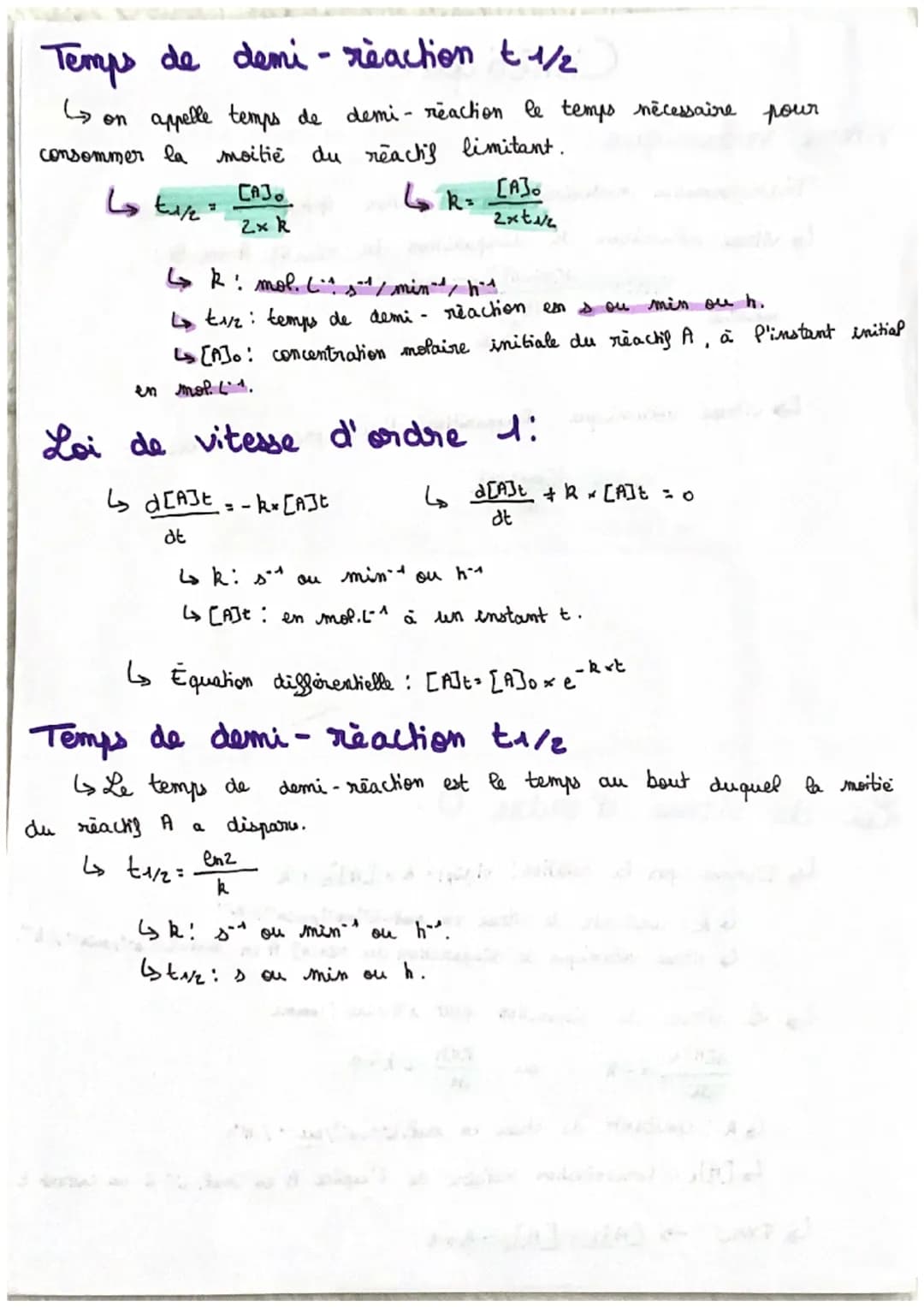 Vitesse volumique:
Transformation modélisée par l'équation A+B →→ C+D
La vitesse volumique de disparition du reactif A ou B:
Valt) - d[reach