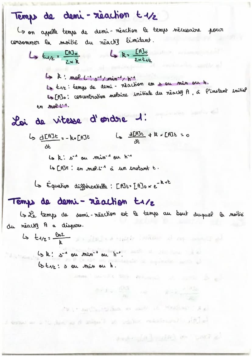 Vitesse volumique:
Transformation modélisée par l'équation A+B →→ C+D
La vitesse volumique de disparition du reactif A ou B:
Valt) - d[reach