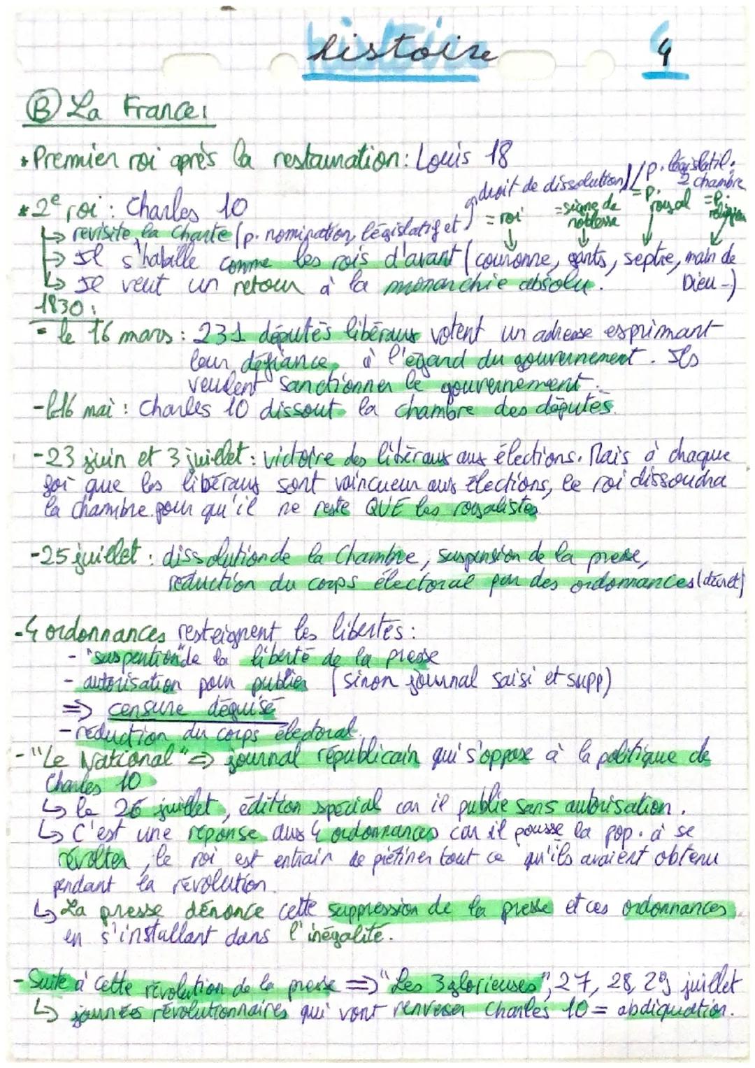 histoire
3
II) Des aspirations libérales et nationales"

A En Europe:

1-Les tous mouvements liberaus et nationaux (1820-1830)

-1820 fele I