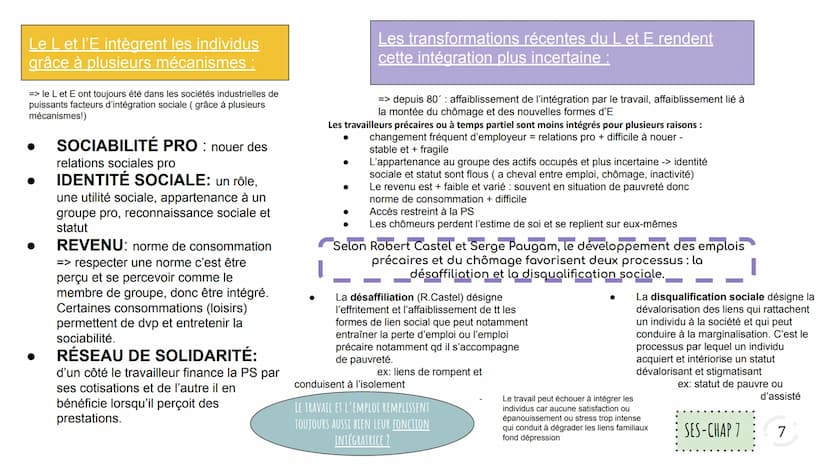 L'emploi : désigne une activité de travail qui confère un
statut, c'est-à-dire des droits et des obligations. C'est le fait
d'exercer une ac