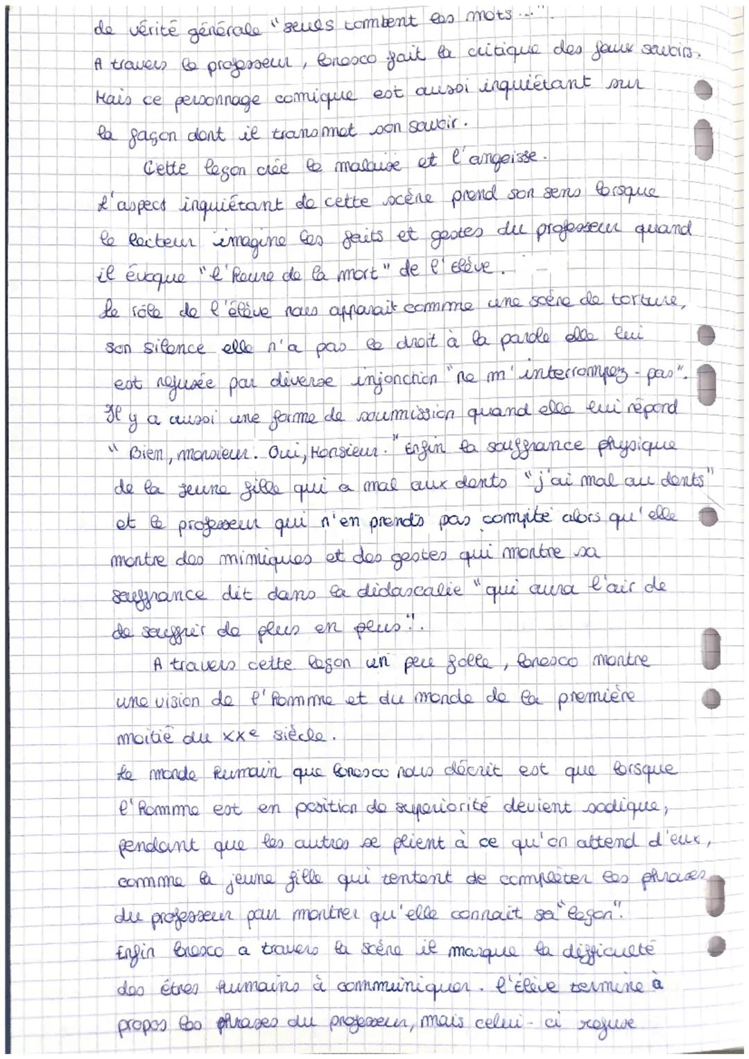 Commentez ce texte d'Eugène Ionesco, extrait de La Leçon (1951), en vous aidant du parcours
de lecture ci-dessous.

Montrez que le professeu