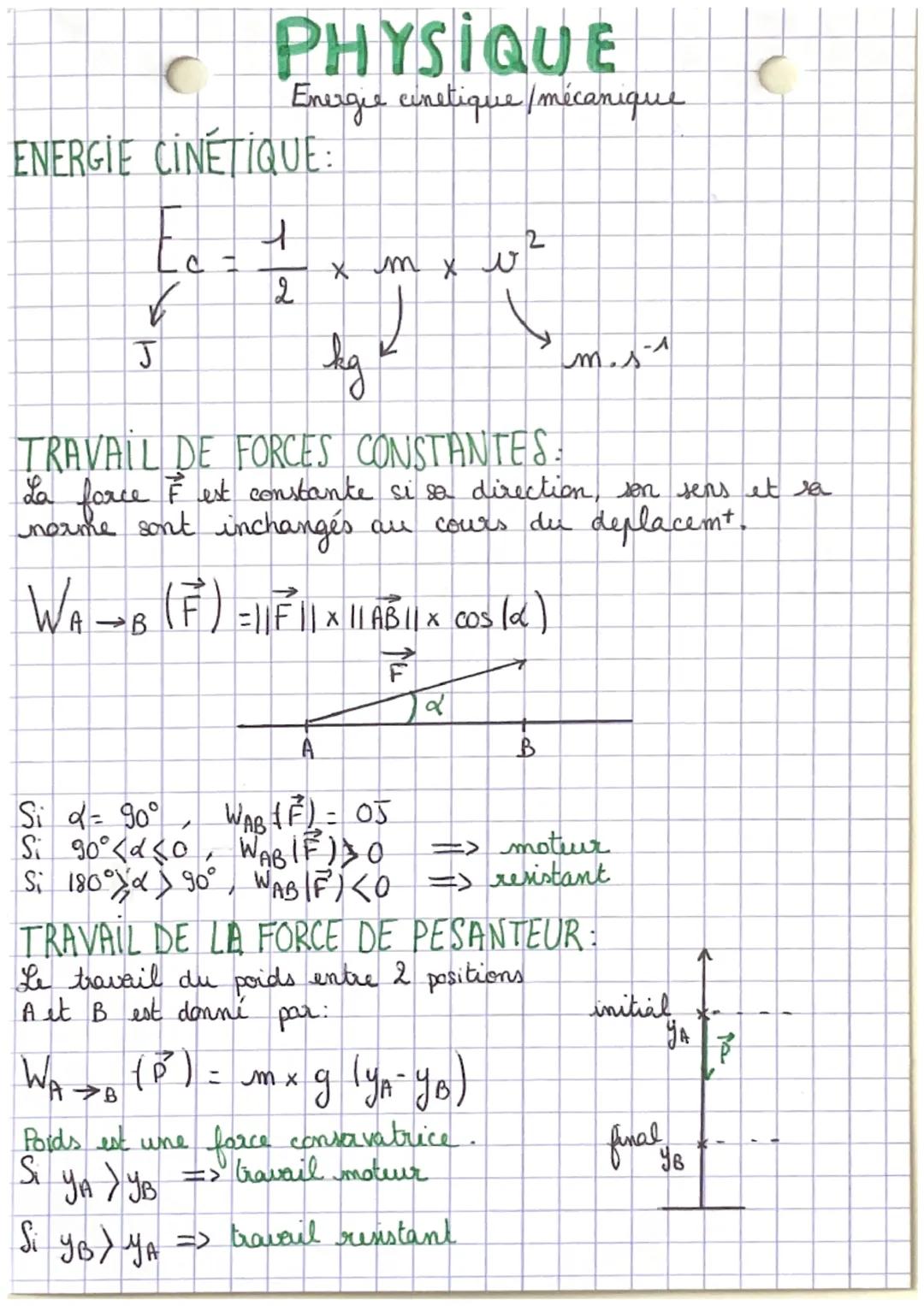 Énergie cinétique et mécanique 