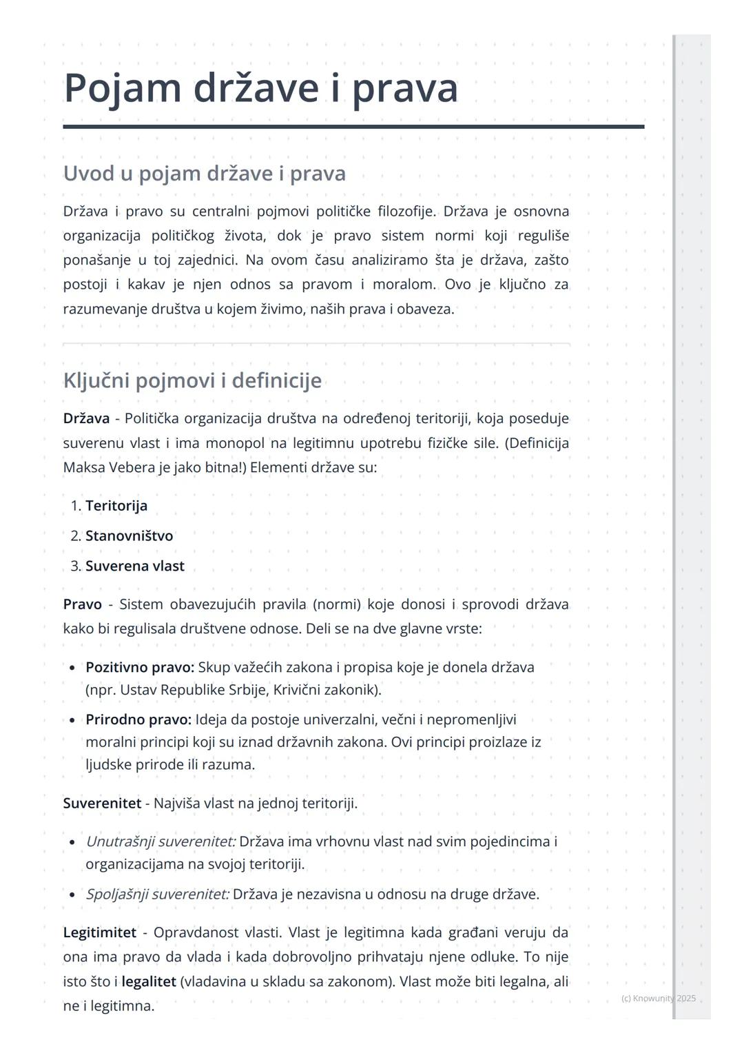 # Pojam države i prava

Uvod u pojam države i prava

Država i pravo su centralni pojmovi političke filozofije. Država je osnovna
organizacij