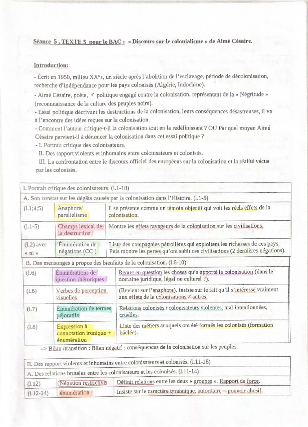 TEXTE 5
Aimé Césaire est un écrivain et homme politique martiniquais. Dans cet essai, Césaire refuse l'équation des
colonialistes: a colonis