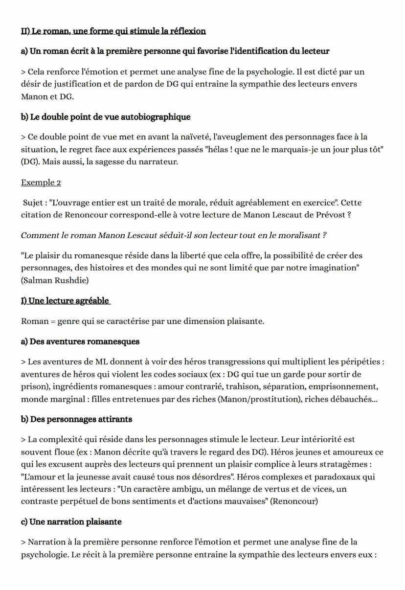 EXEMPLE DE DISSERTATION - ROMAN
Exemple 1:
En quoi les personnages transgressifs stimulent l'imagination des lecteurs et leurs réflexions
?
