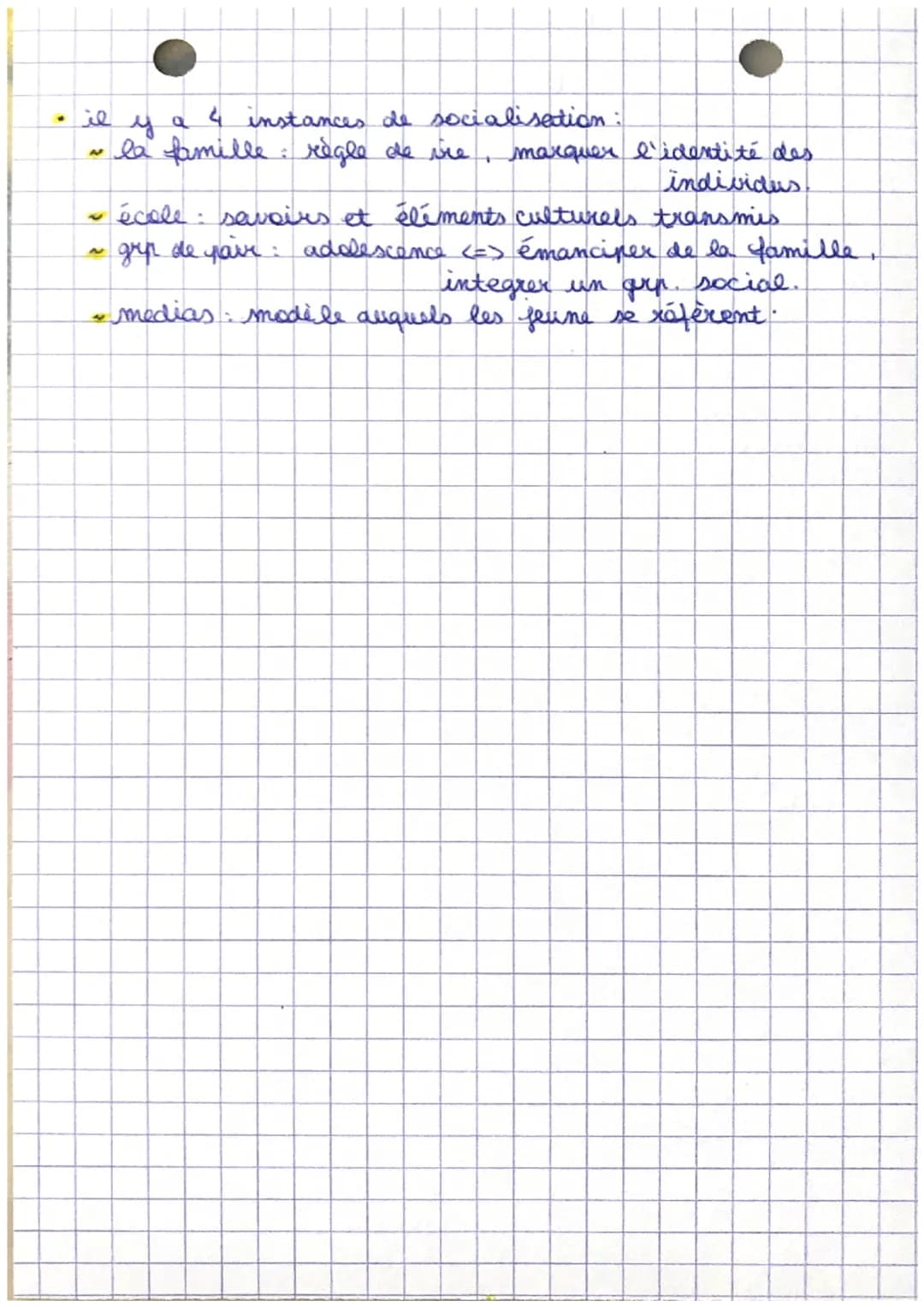 La sociabilisation est un processus devrant lequel l'individu
intericrise des normes et des valeurs, des statuts et des
roles qui vont luui 