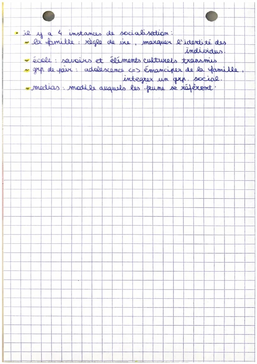 La sociabilisation est un processus devrant lequel l'individu
intericrise des normes et des valeurs, des statuts et des
roles qui vont luui 