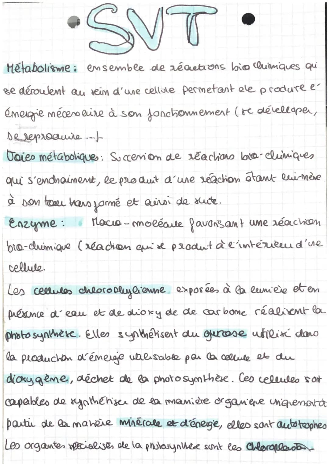 
<h2 id="lemtabolismedescellules2nde">Le métabolisme des cellules - 2nde</h2>
<p>Le métabolisme est l'ensemble de réactions biochimiques qui