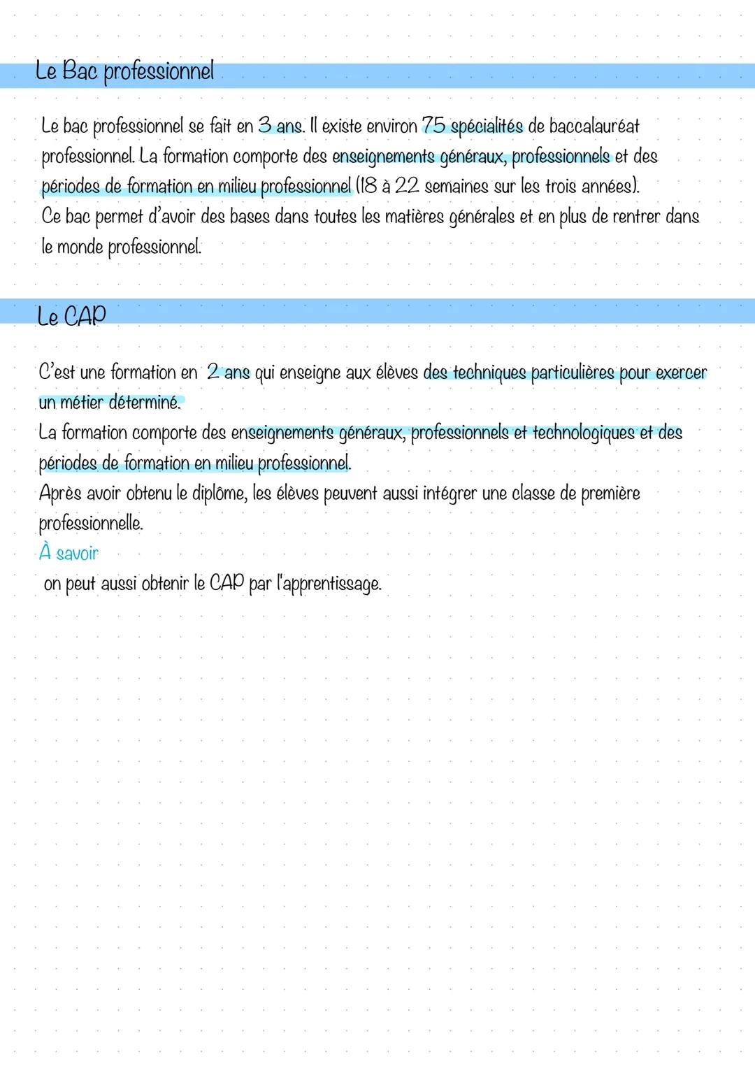 Orientation après le Brevet
3 options possible après la 3eme:
Bac général ou technologique.
Bac professionnel
CAP
Le Bac général ou technolo