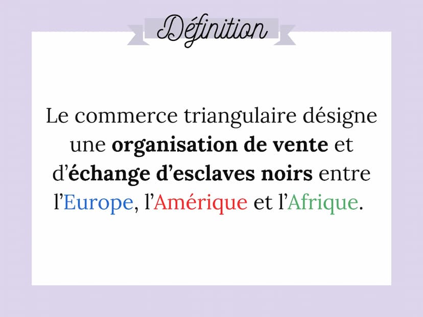 La Première
Mondialisation :
le commerce triangulaire Définition.
La première mondialisation, appuyée
sur la traite atlantique
et la
l'escla