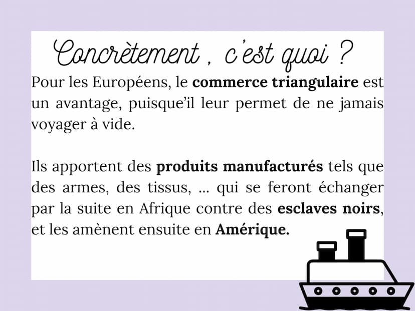 La Première
Mondialisation :
le commerce triangulaire Définition.
La première mondialisation, appuyée
sur la traite atlantique
et la
l'escla