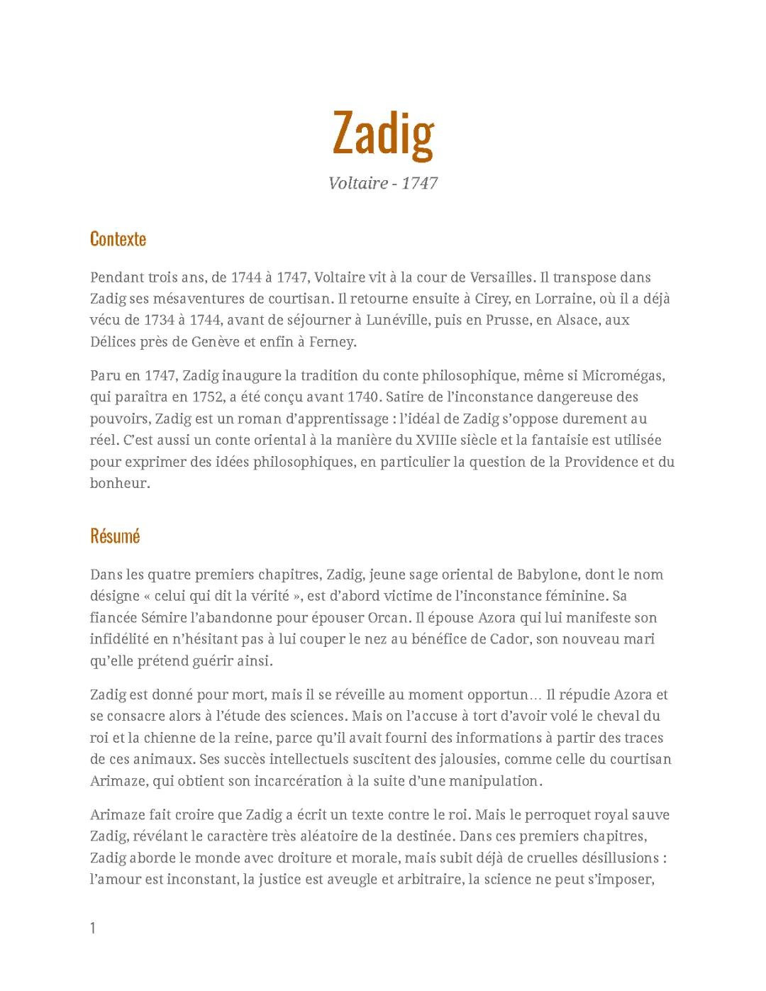 Zadig de Voltaire - Résumé et Analyse Simple