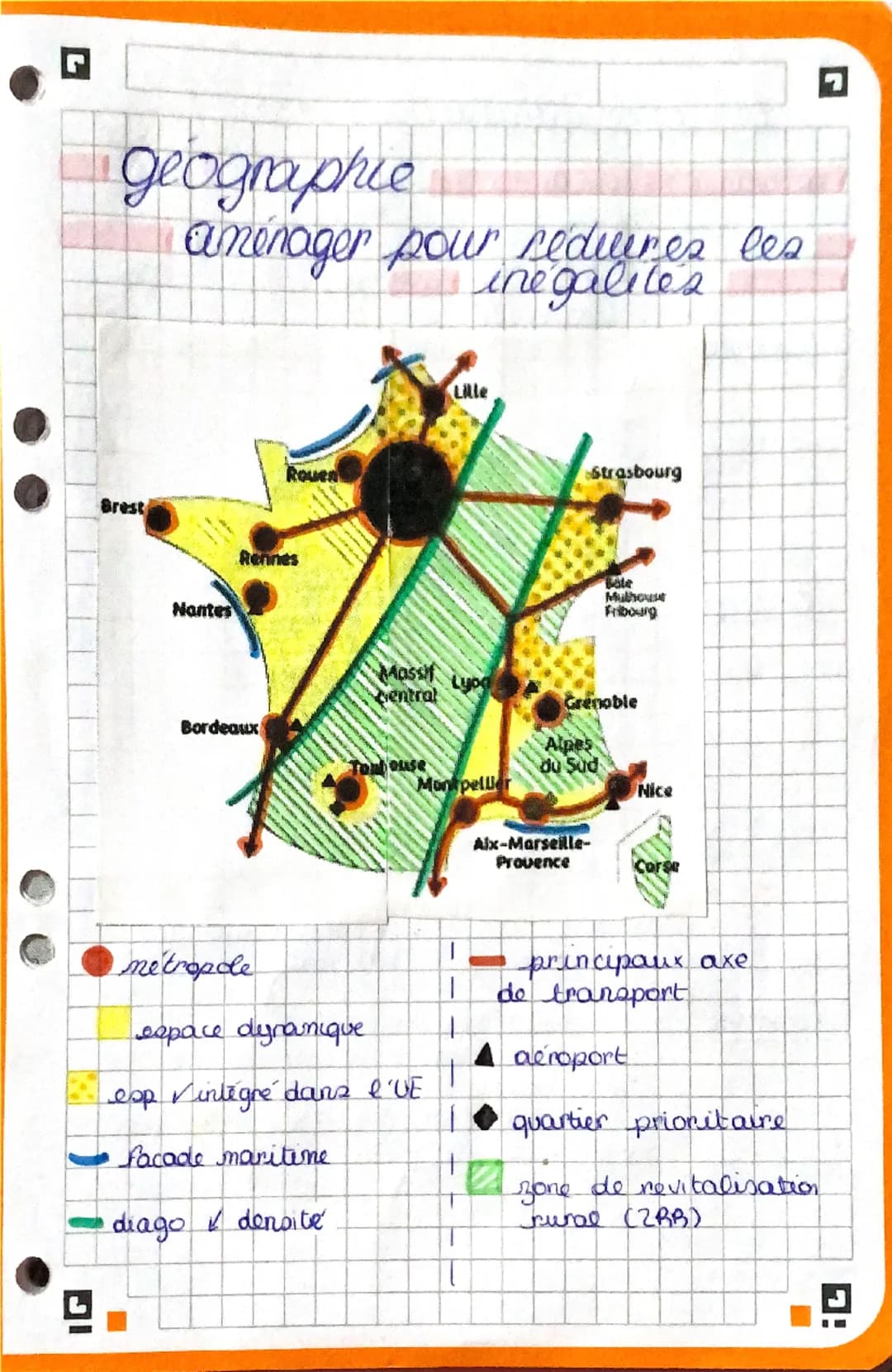 geographie
aménager pour rédures les
inégalites
Brest
Rouen
Nantes
Rennes
Bordeaux
Lille
Strasbourg
Bate
Mulhouse
Fribourg
Massif
central
Ly