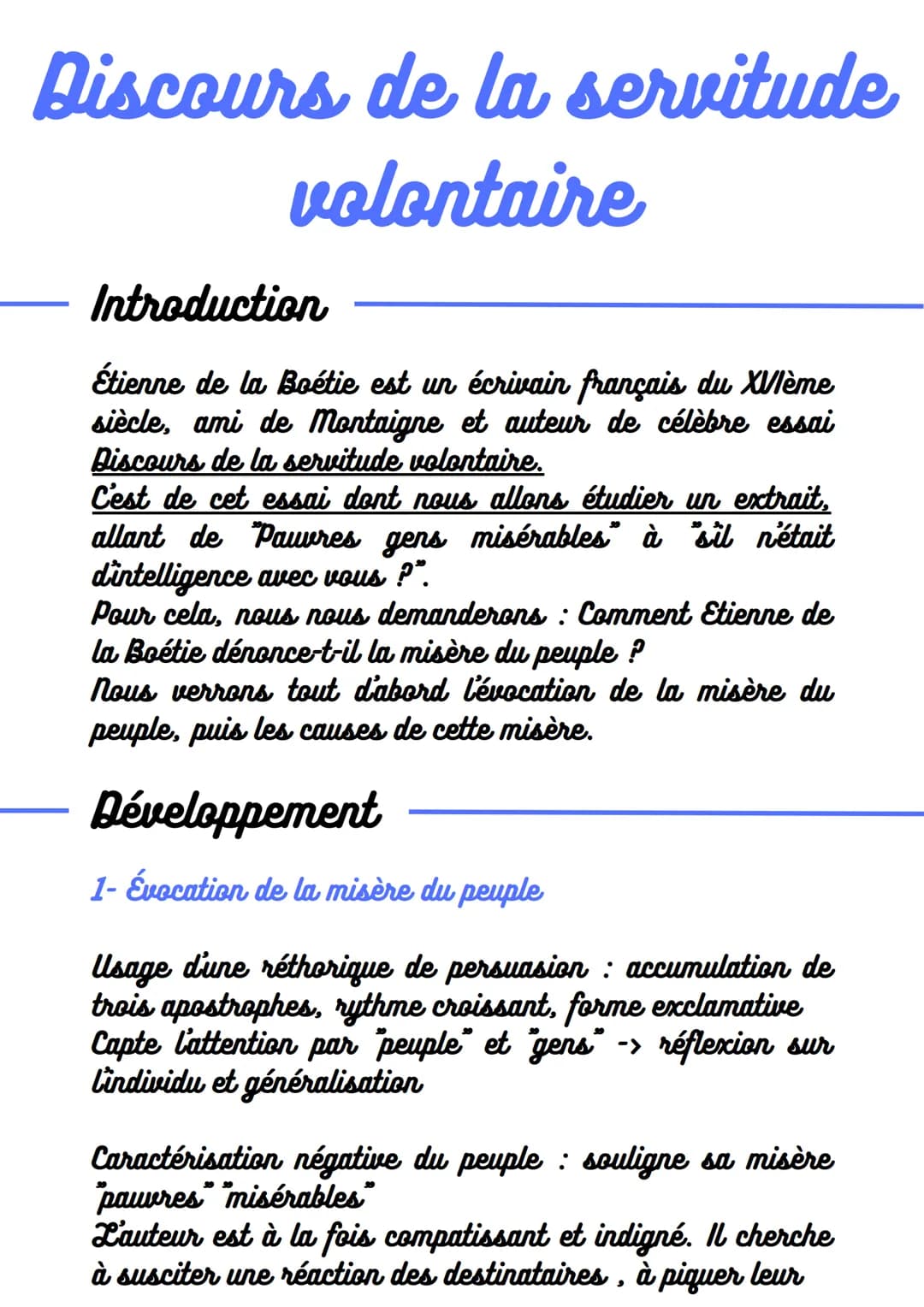 Discours de la servitude
volontaire
Introduction
Étienne de la Boétie est un écrivain français du XVIème
siècle, ami de Montaigne et auteur 