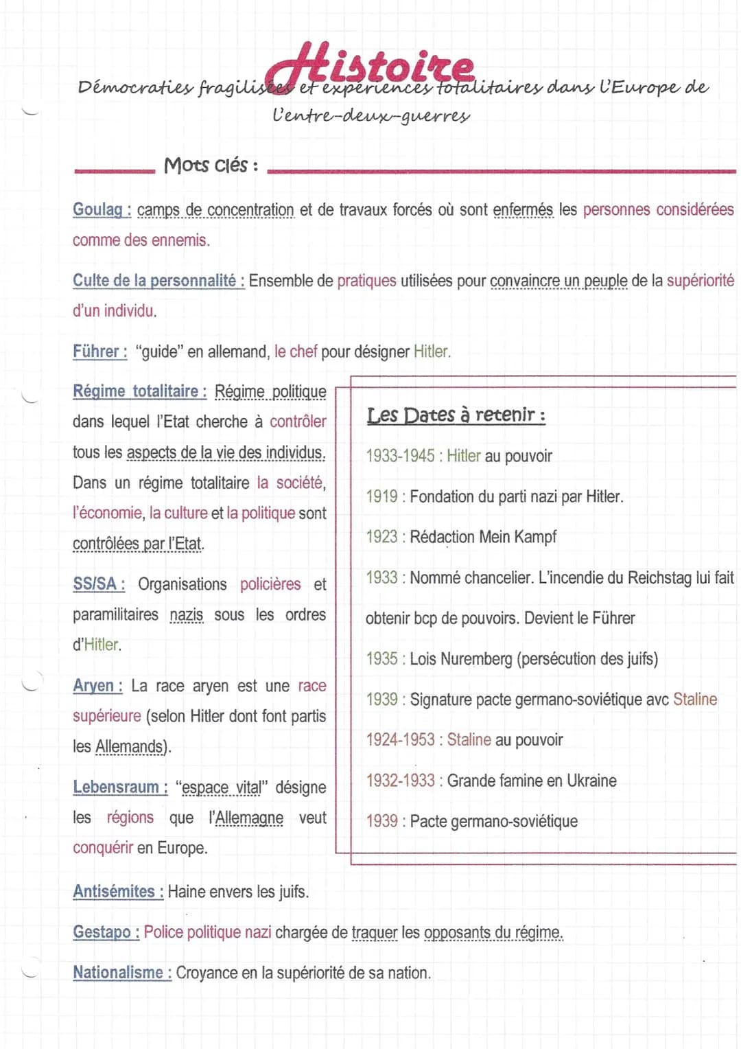 Histoire
Démocraties fragilisées et expériences totalitaires dans l'Europe de
l'entre-deux-guerres
Mots clés :
Goulag: camps de concentratio
