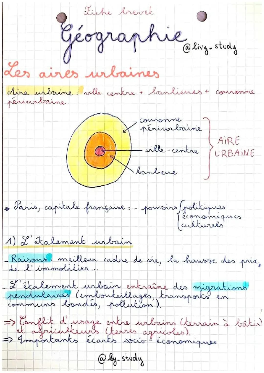 Les aires urbaines - Géographie