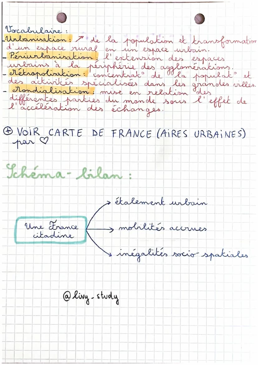 Fiche brevet
Géographie
Les aires urbaines
Aire urbaine ville centre + banlieues.
périurbaine.
-
@livy-study
couronne
périurbaine
ville-cent