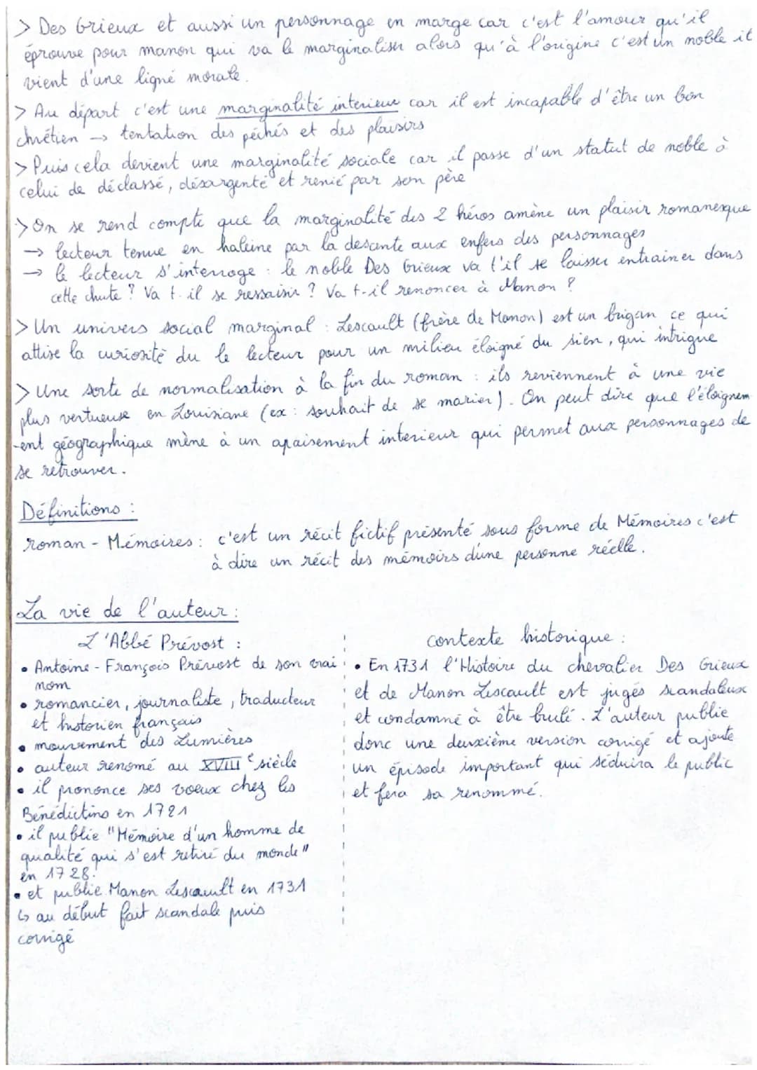 Manon Lescault - L'Abbé Prévost
Parcours associé personnage en marge, plaisirs du roman
nanesque
:
L'oeuvre :
>Titre : Histoire du chevalier