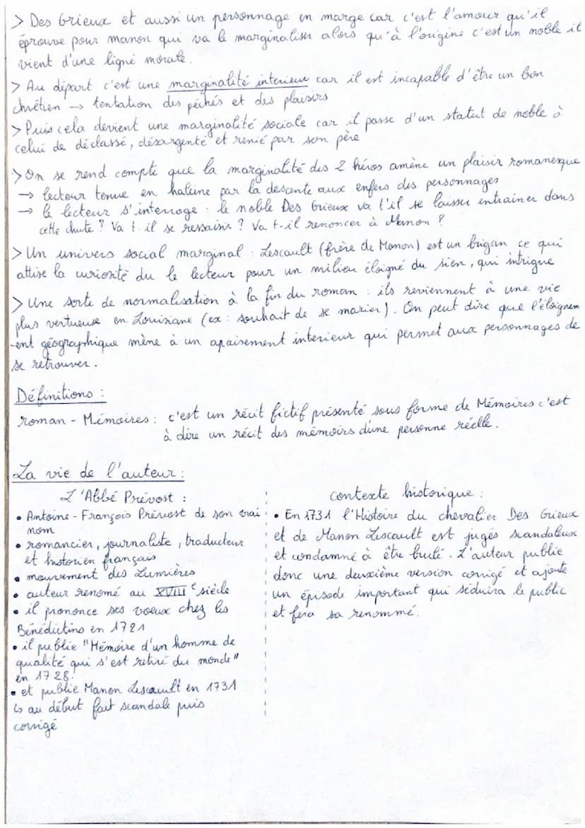 Manon Lescault - L'Abbé Prévost
Parcours associé personnage en marge, plaisirs du roman
nanesque
:
L'oeuvre :
>Titre : Histoire du chevalier