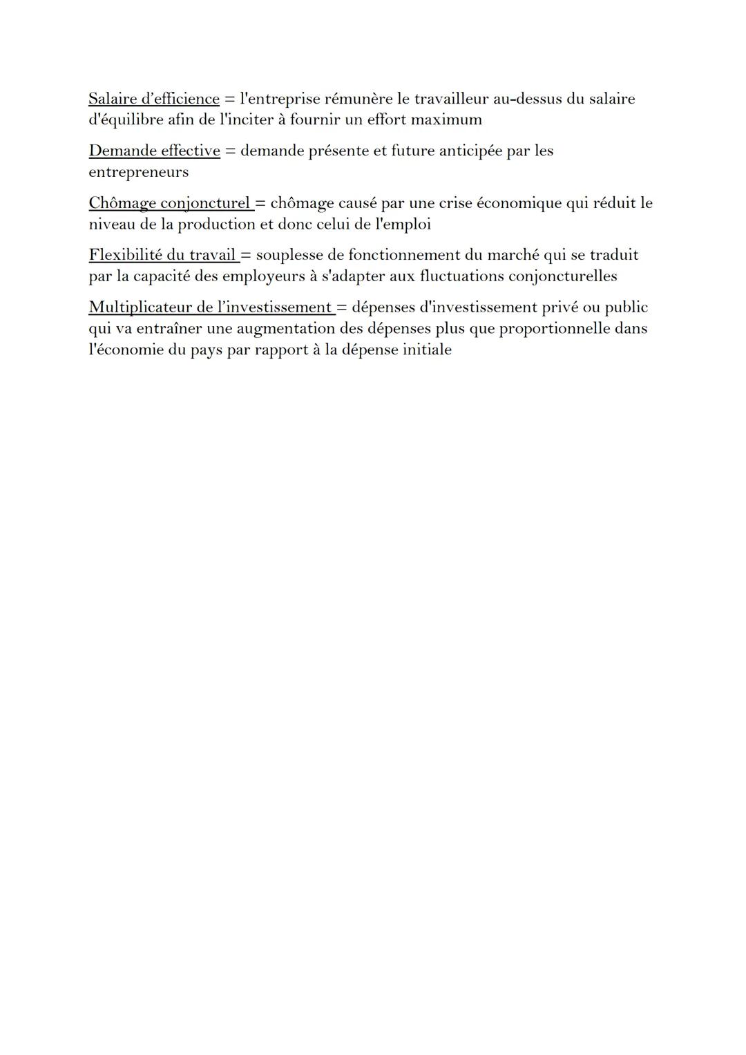 # DEFINITION CHOMAGE

Chômage = situation d'une personne active sans emploi et en recherchant un
activement

Sous-emploi = concerne les pers