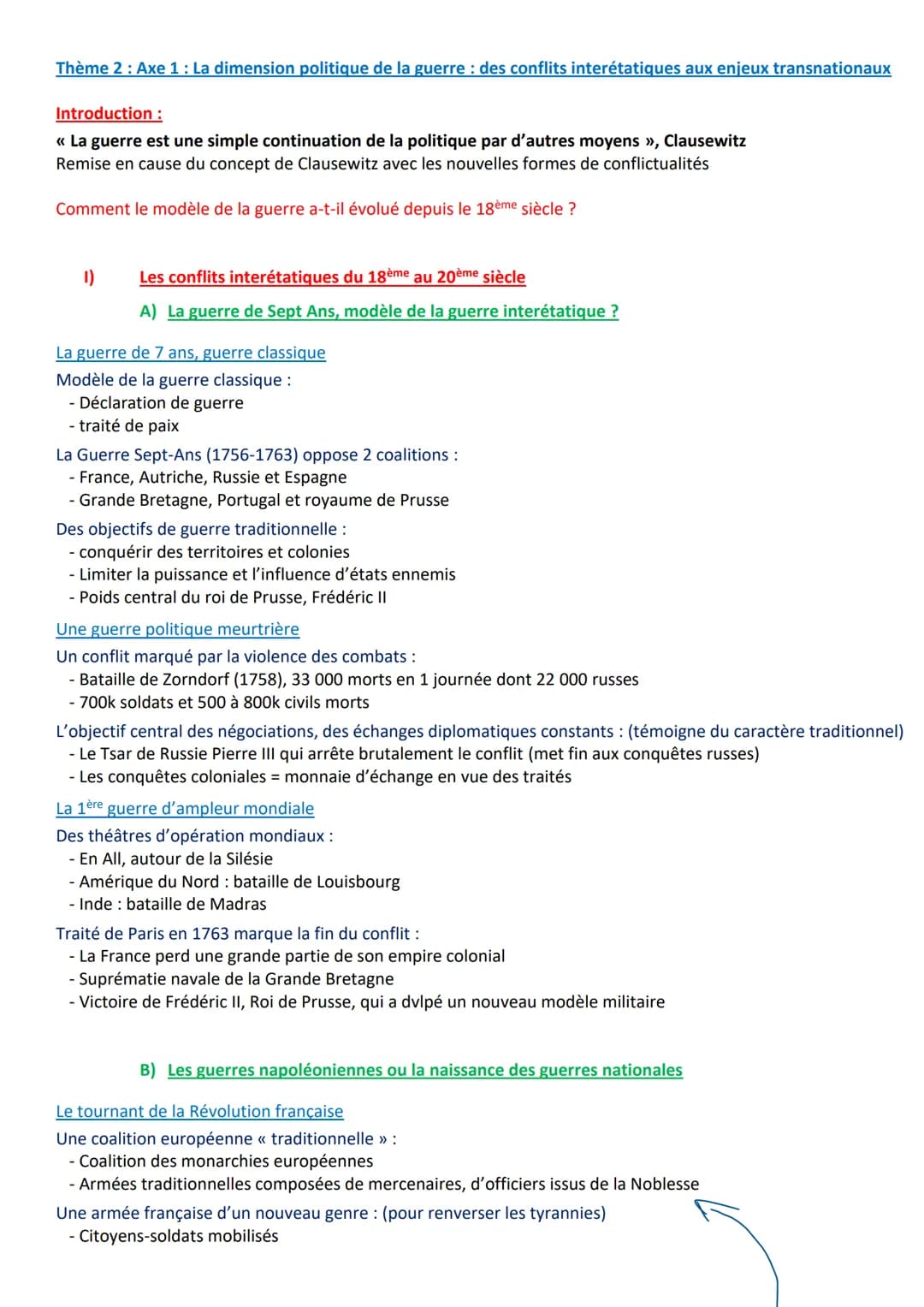 Thème 2: Axe 1 : La dimension politique de la guerre : des conflits interétatiques aux enjeux transnationaux
Introduction :
<< La guerre est