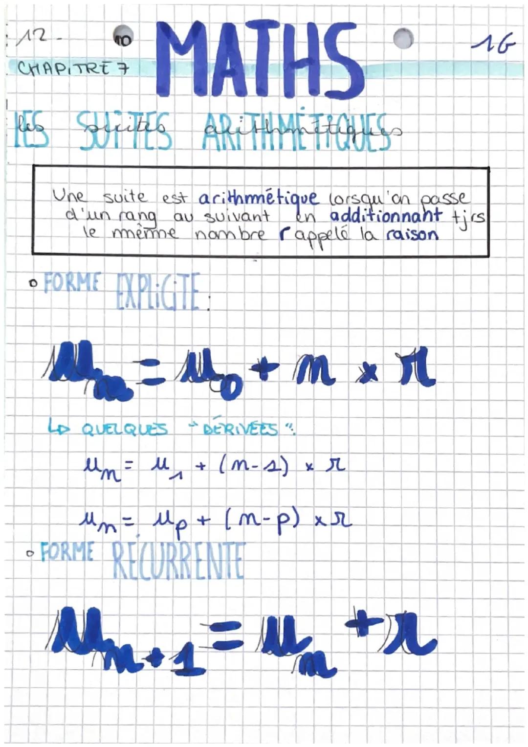 Comprendre les suites arithmétiques