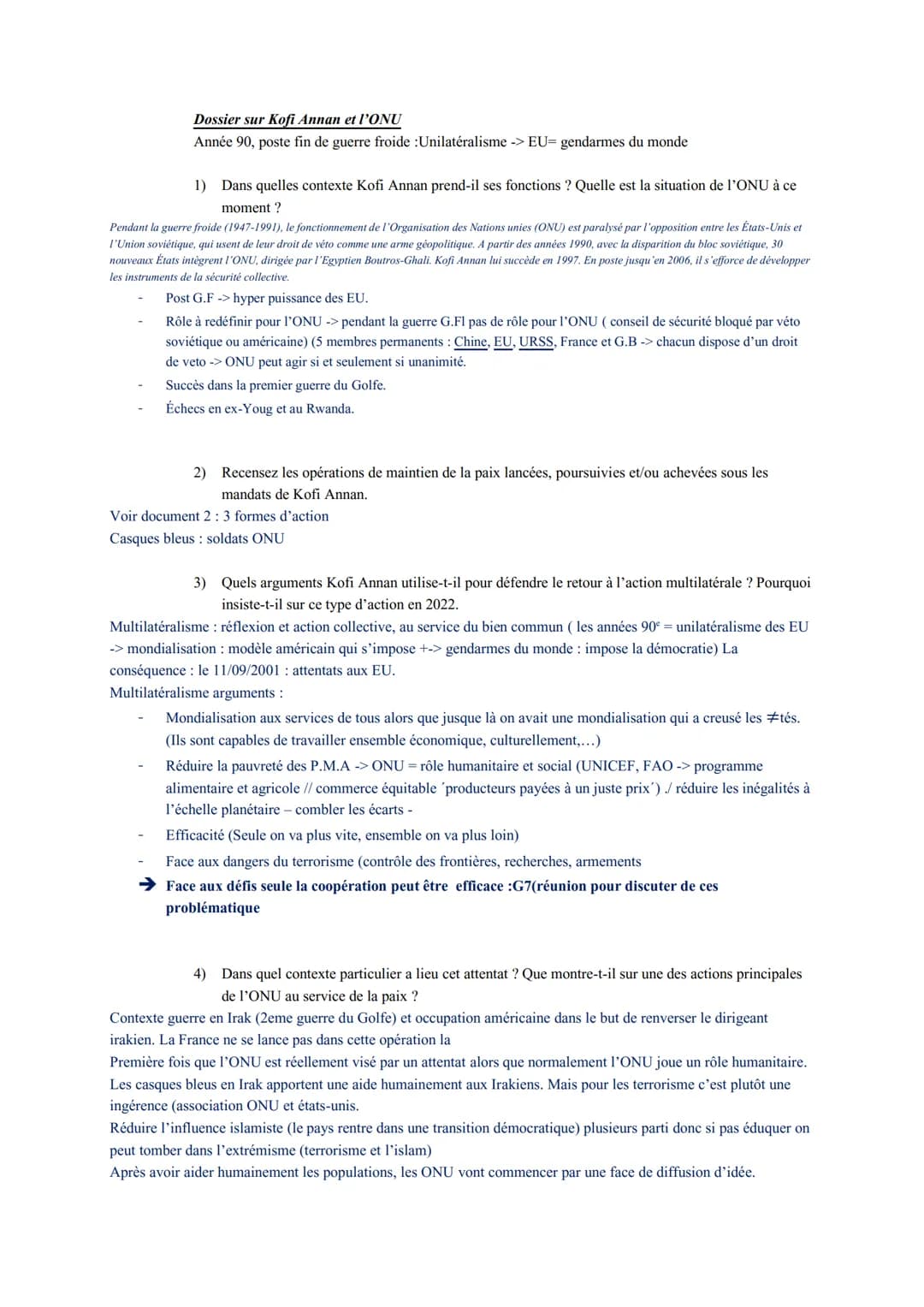 I-
Thème 2: chapitre 2 : Le défi de la construction de la paix.
Comment construit-on la paix dans le monde afin qu'elle soit la plus durable