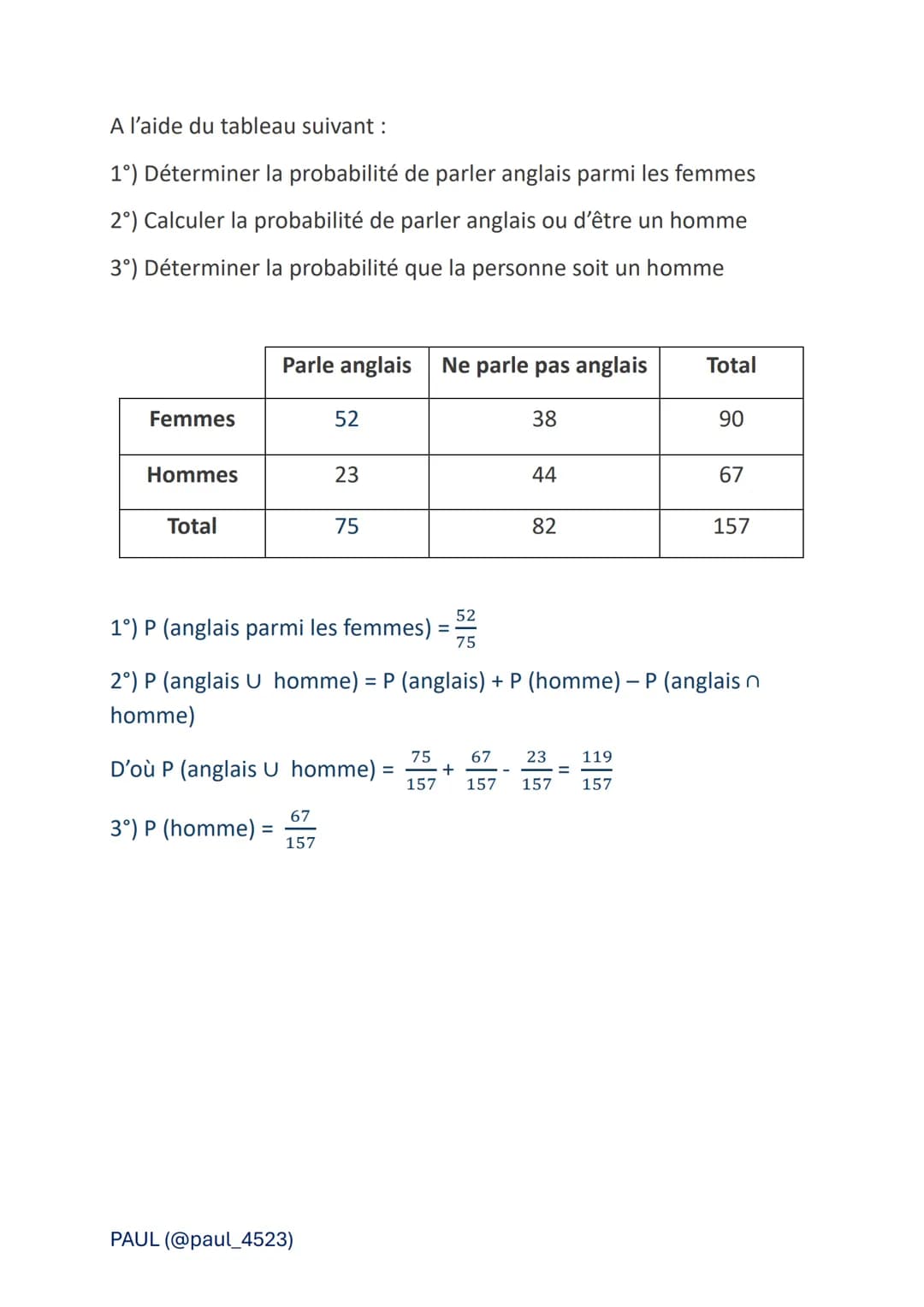 Les probabilités
> VOCABULAIRE :
Expérience aléatoire : On dit qu'une expérience est aléatoire si l'on
connaît tous les résultats possibles,