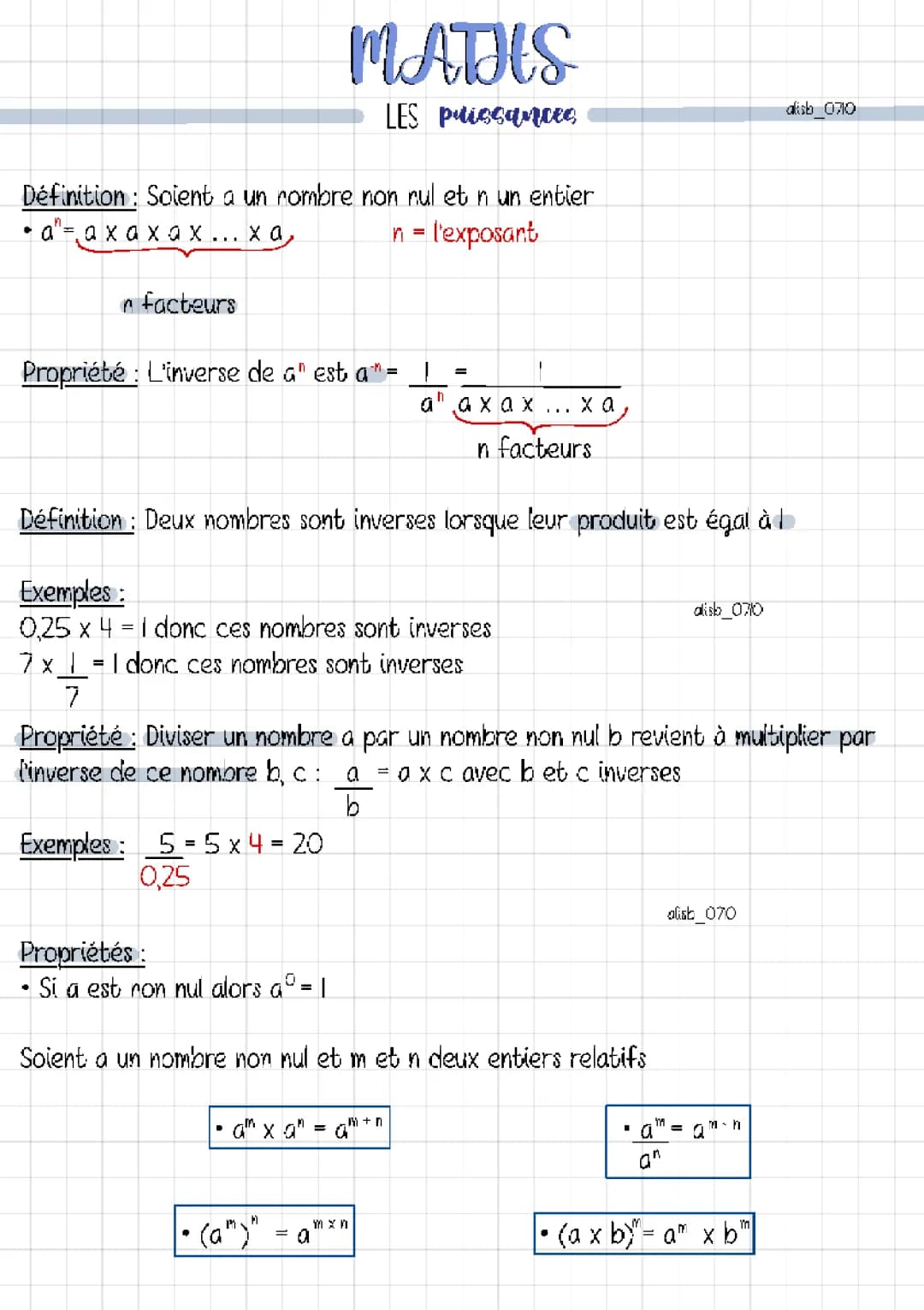Maths : les puissances