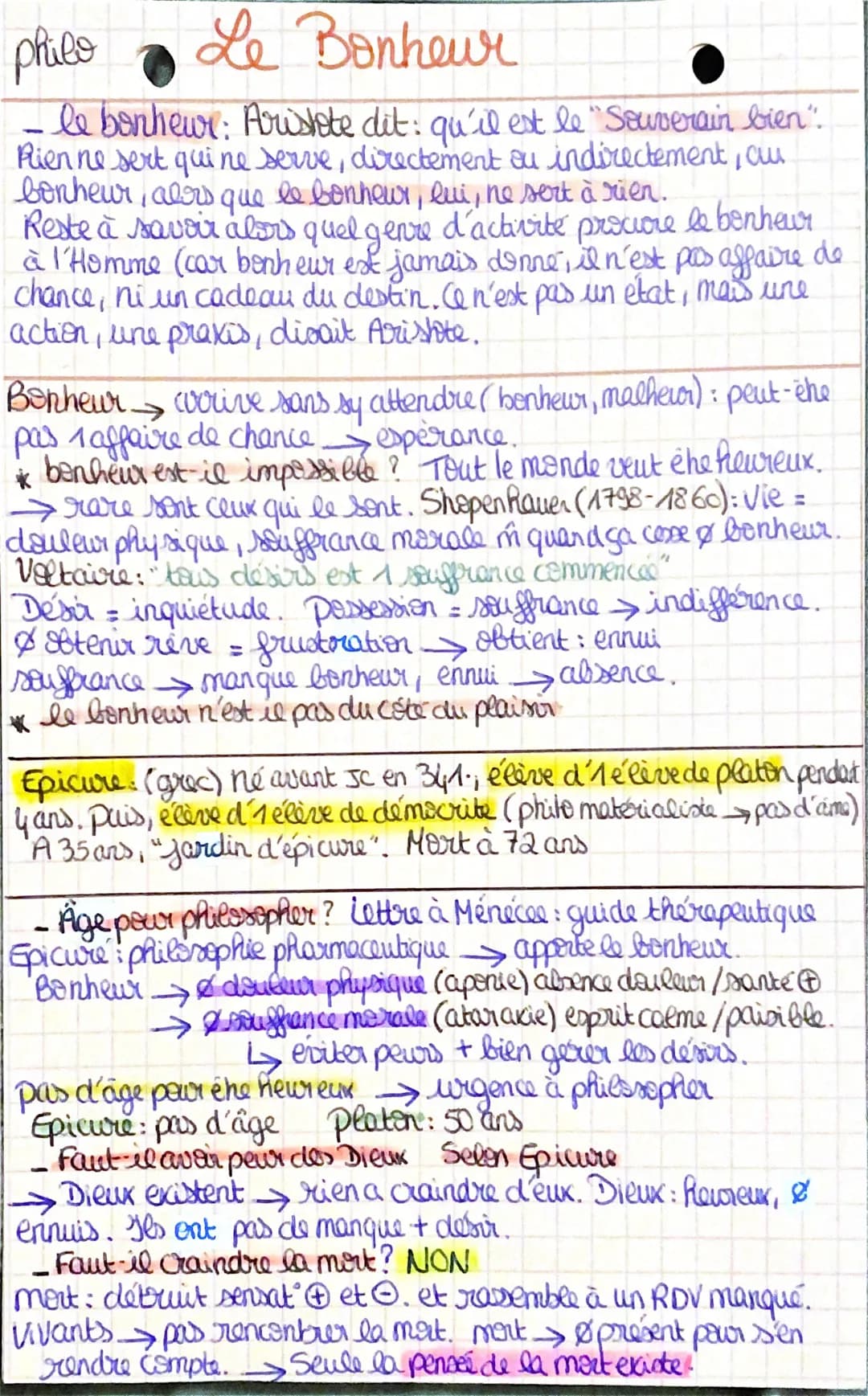 philo
Le Bonheur
- le bonheur: Aristote dit: qu'il est le "Souverain bien".
Rien ne sert qui ne serve, directement ou indirectement, au
bonh