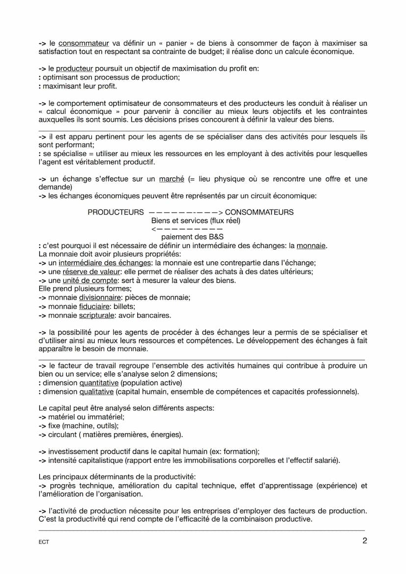 Fiche révision générale
Programme 1ère
-> l'économie identifie des groupes d'individus ou d'organisations ayant des comportements et
objecti