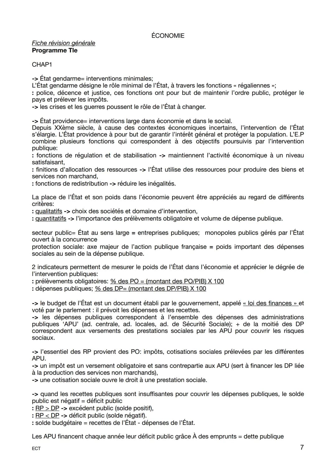 Fiche révision générale
Programme 1ère
-> l'économie identifie des groupes d'individus ou d'organisations ayant des comportements et
objecti