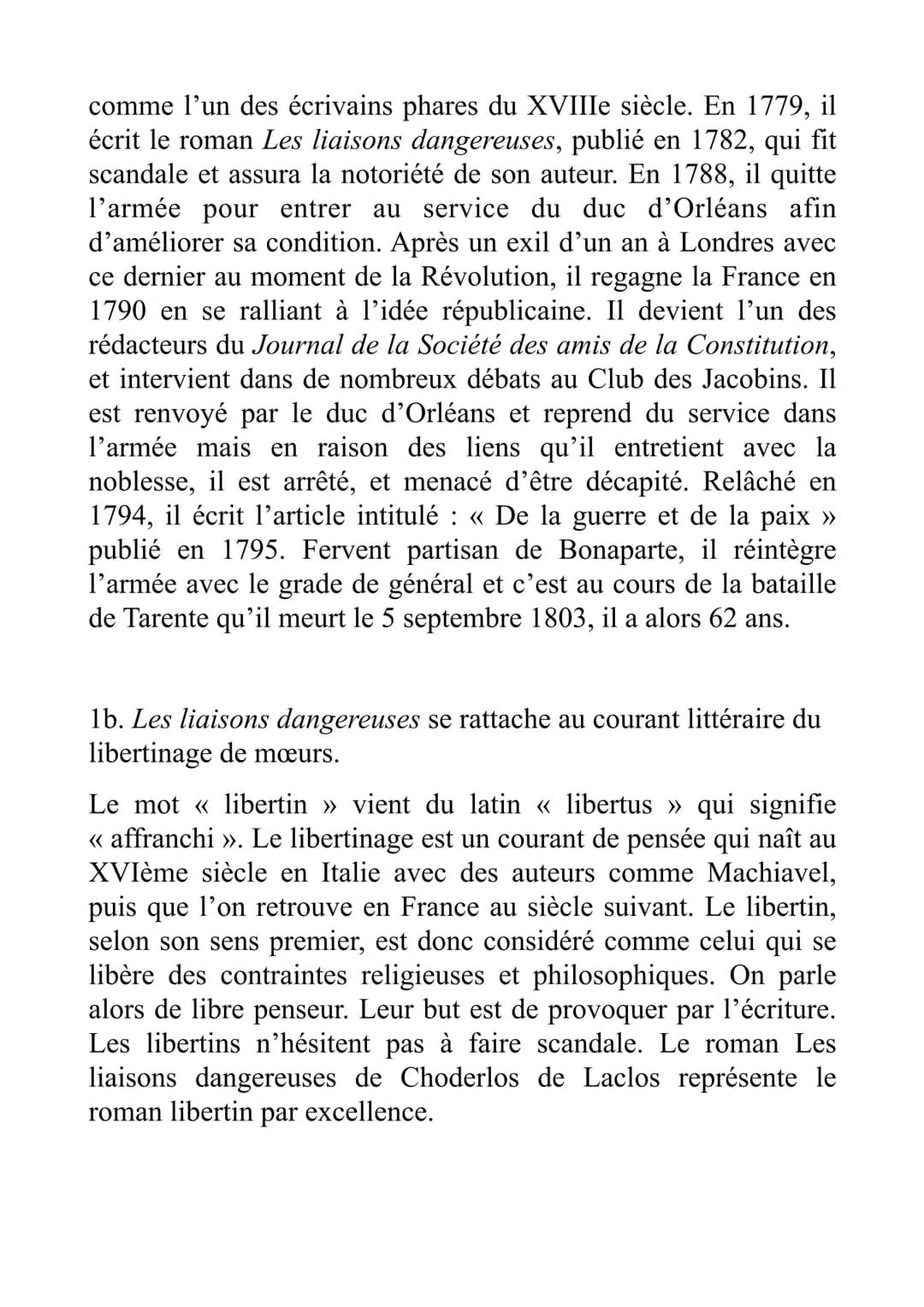 FRANÇAIS
Marie ADAM 101
Lire le texte extrait des Liaisons dangereuses de Pierre
Choderlos de Laclos (en pièce jointe) et répondre aux quest