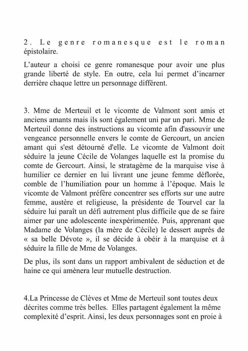 FRANÇAIS
Marie ADAM 101
Lire le texte extrait des Liaisons dangereuses de Pierre
Choderlos de Laclos (en pièce jointe) et répondre aux quest