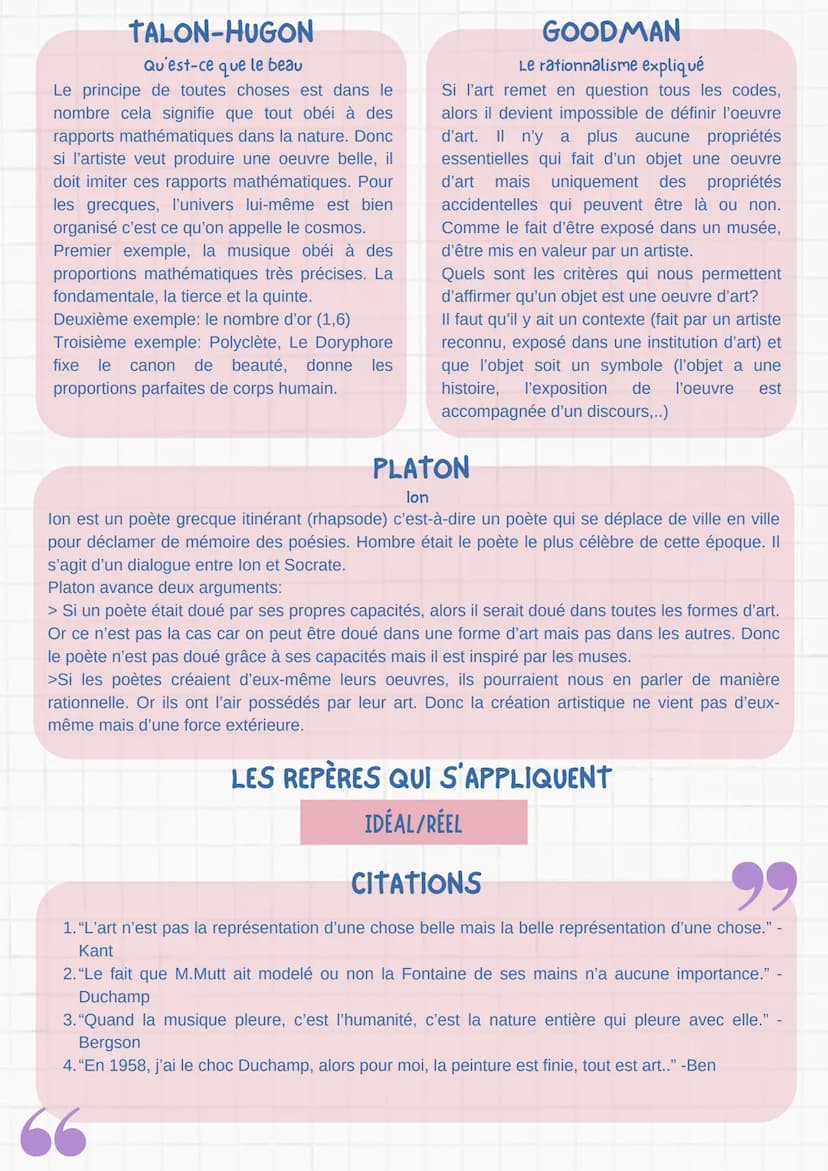 L'ART
>technè métier, art → savoir faire
DÉFINITIONS
1 L'OBJET D'ART PRODUIT LE SENTIMENT DU BEAU
=Un objet d'art nous élève de manière fulg