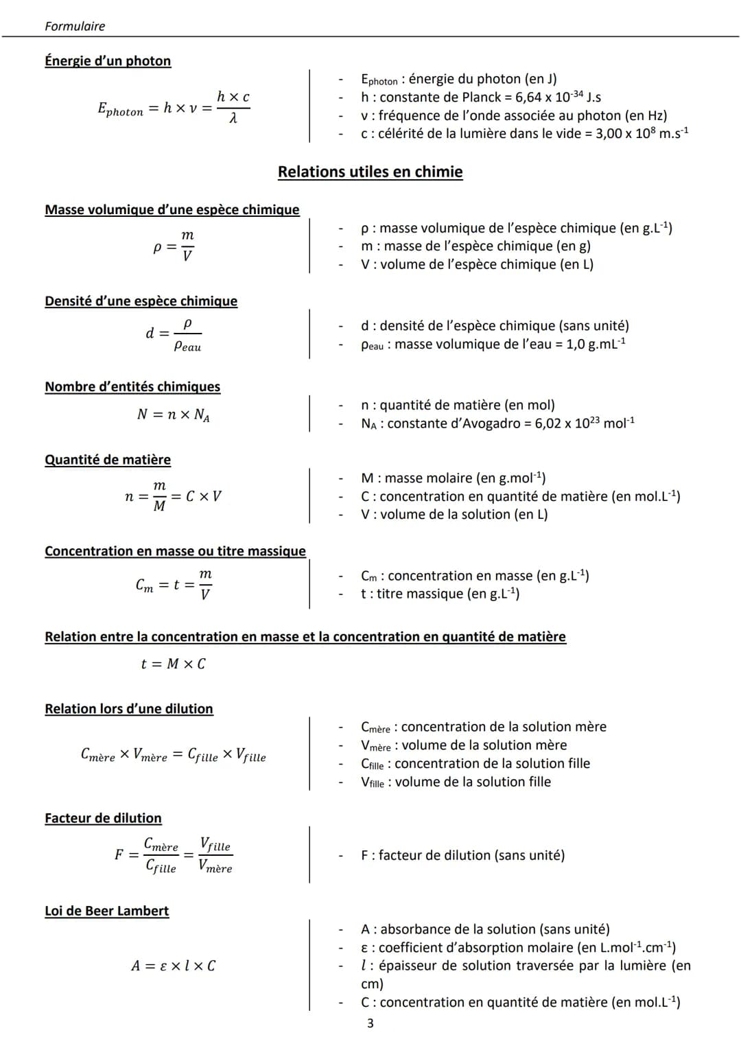 Formulaire
Force d'interaction gravitationnelle
FA/B =-GX
MAX MB UA/B
d²
Force électrostatique et loi de Coulomb
Loi de Mariotte
FA/B = 4B X