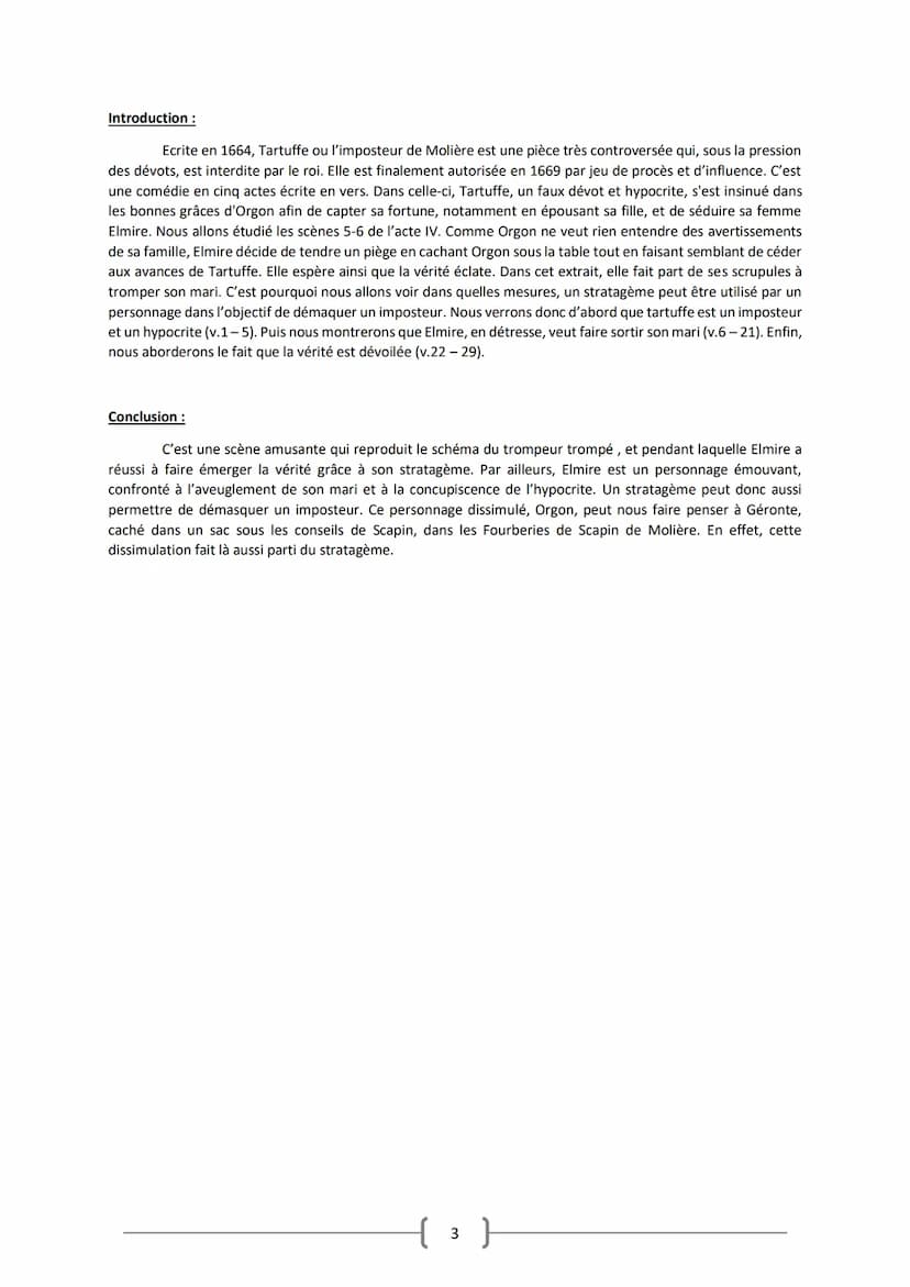 Français: Texte 4
acte IV, scène 5-6, Tartuffe ou l'imposteur, Molière (1669)
Situation de l'extrait: Faux dévot et hypocrite, Tartuffe s'es
