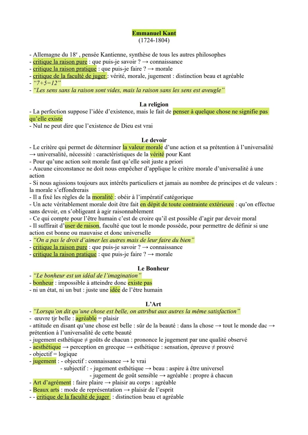 Emmanuel Kant
(1724-1804)
- Allemagne du 18ª, pensée Kantienne, synthèse de tous les autres philosophes
- critique la raison pure : que puis
