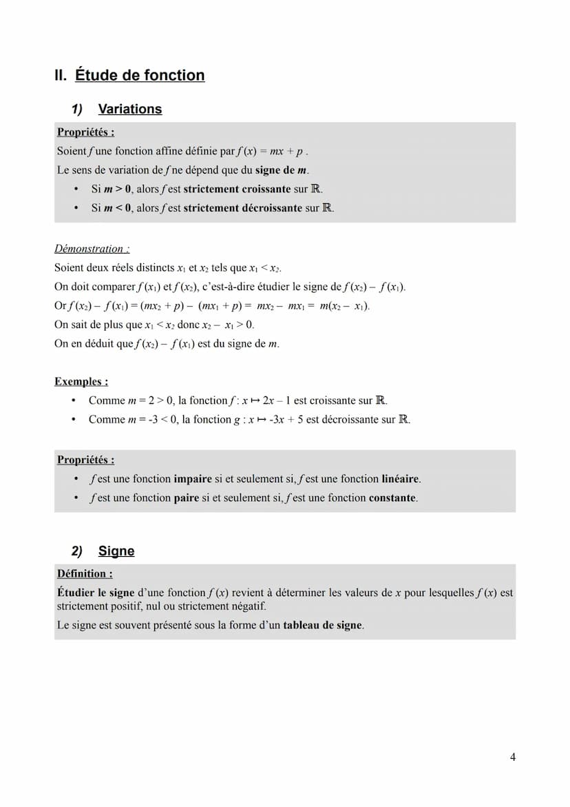 --- OCR Start ---
Chapitre 6
Fonctions affines
I. Caractérisation
1) Définition
Définition:
Une fonction affine est une fonction ƒ définie p