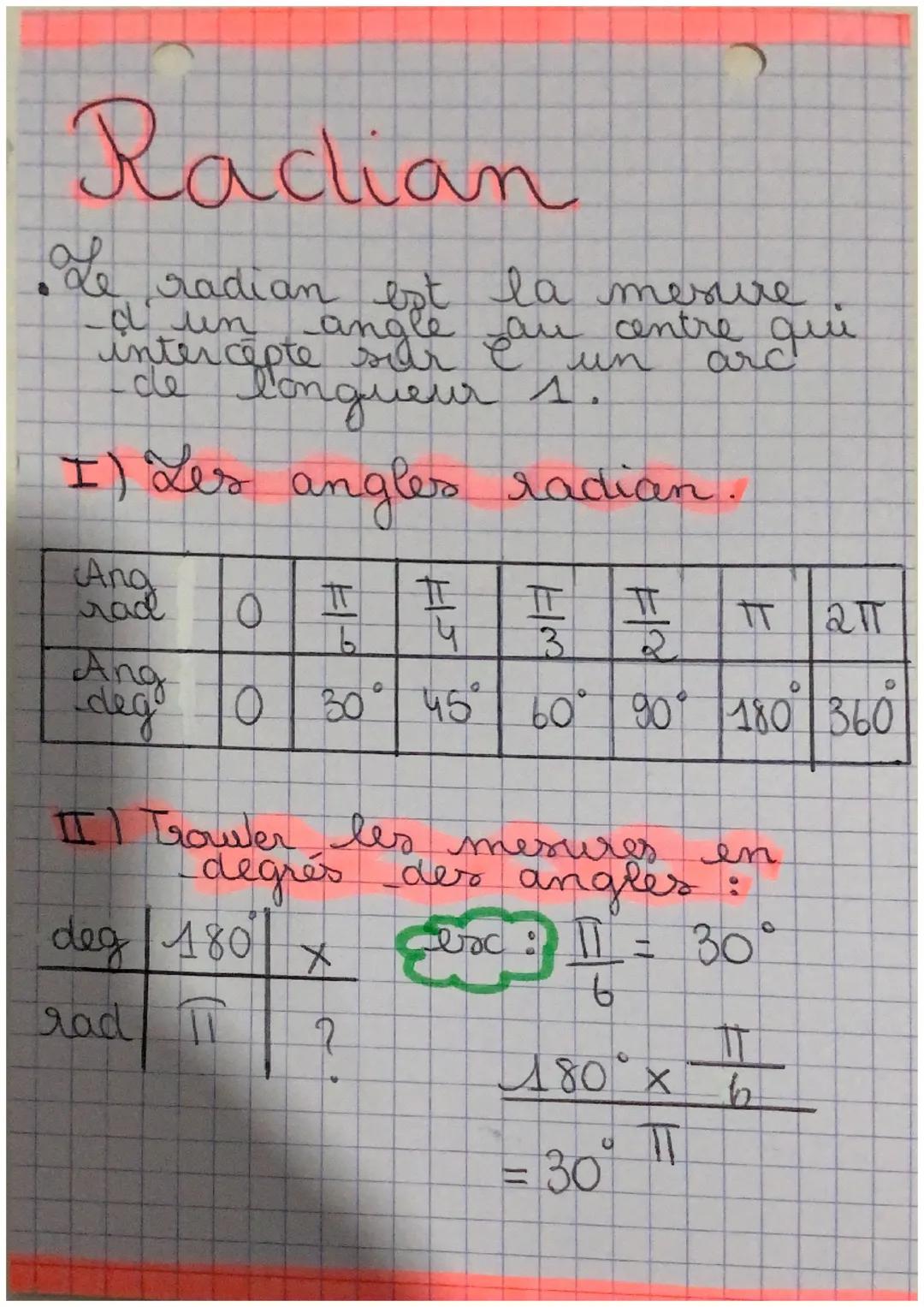 Erigonométrie
Le cercle trigonometrique de
o
a
pour rayon 1 et qui est muni
I'd' un Isens direct et d'en
sens indérect
s
0
1
sens
direct (+)