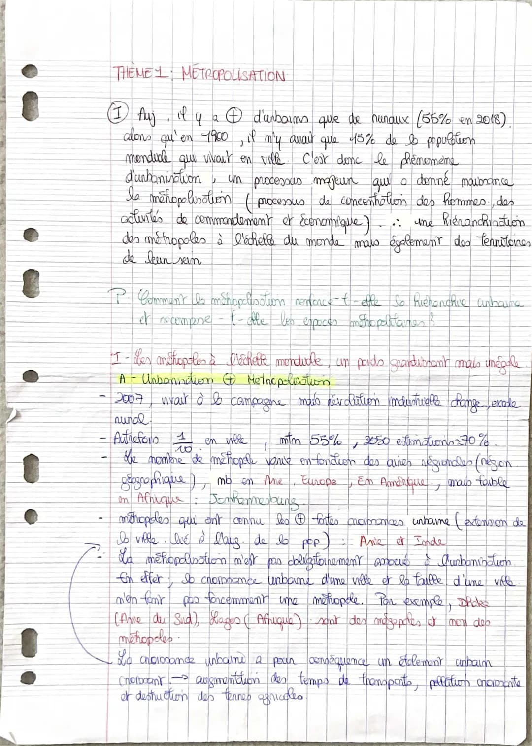 thème 1 :métropolisation