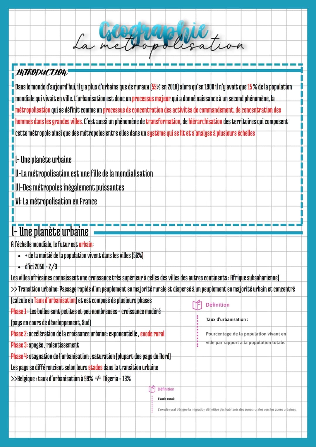 La stoppaphic
lisation
INTRODUCTION
Dans le monde d'aujourd'hui, il y a plus d'urbains que de ruraux (55% en 2018) alors qu'en 1900 il n'y a