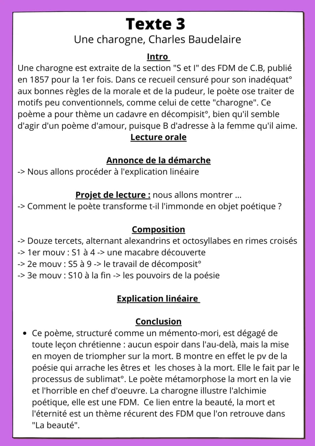 Une charogne : analyse de Baudelaire pour les enfants - Les Fleurs du Mal