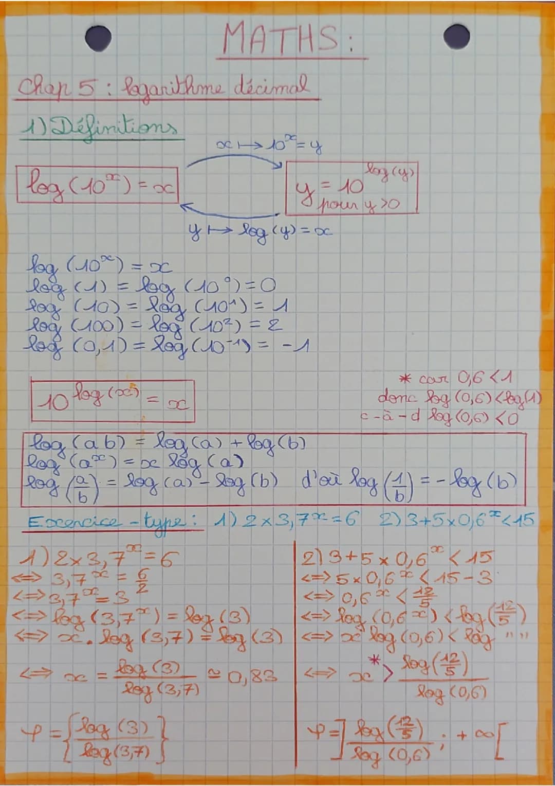 Chap 5 : Logarithme décimal