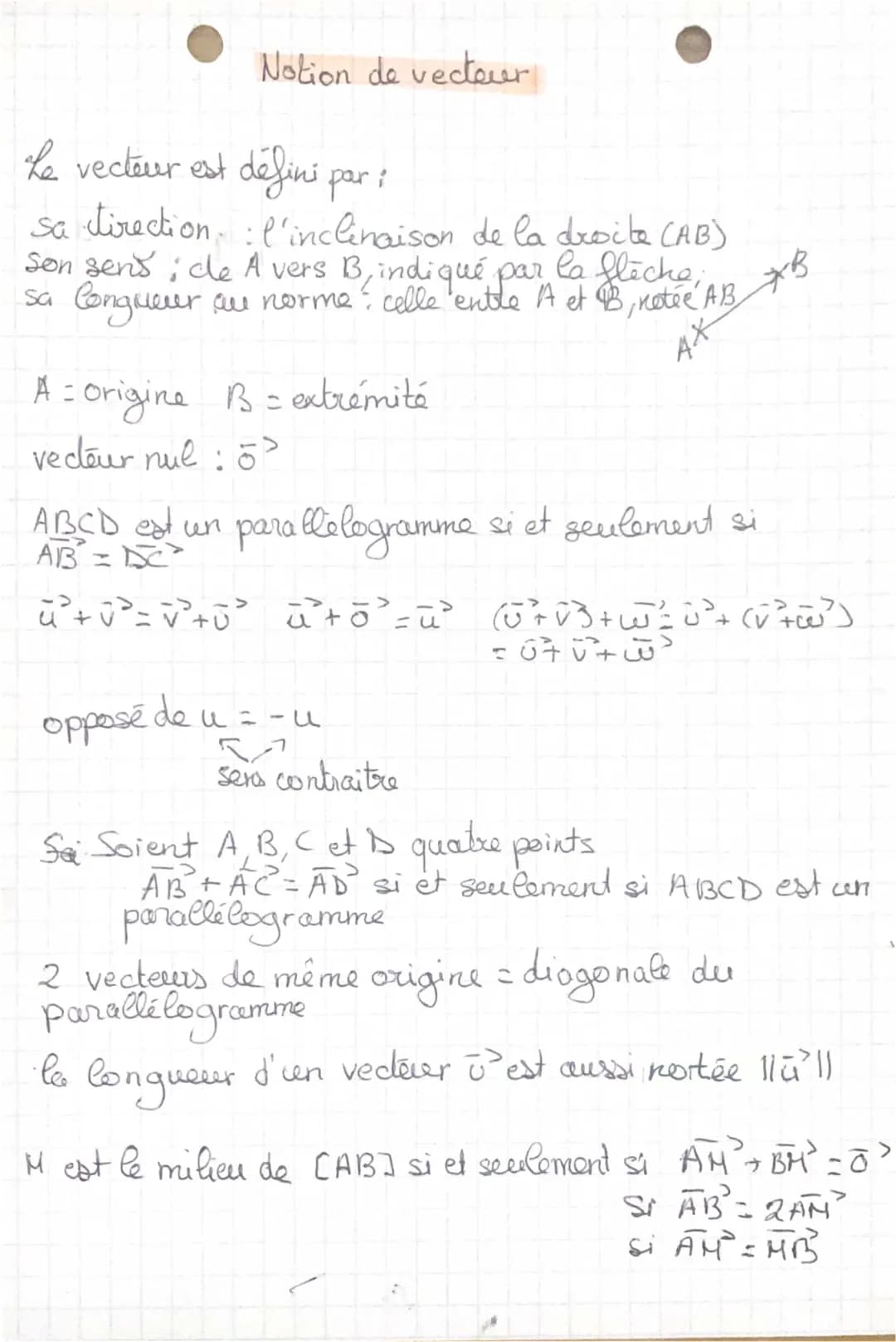 Tout sur les vecteurs : Cours PDF, Exercices corrigés pour Seconde et 3ème