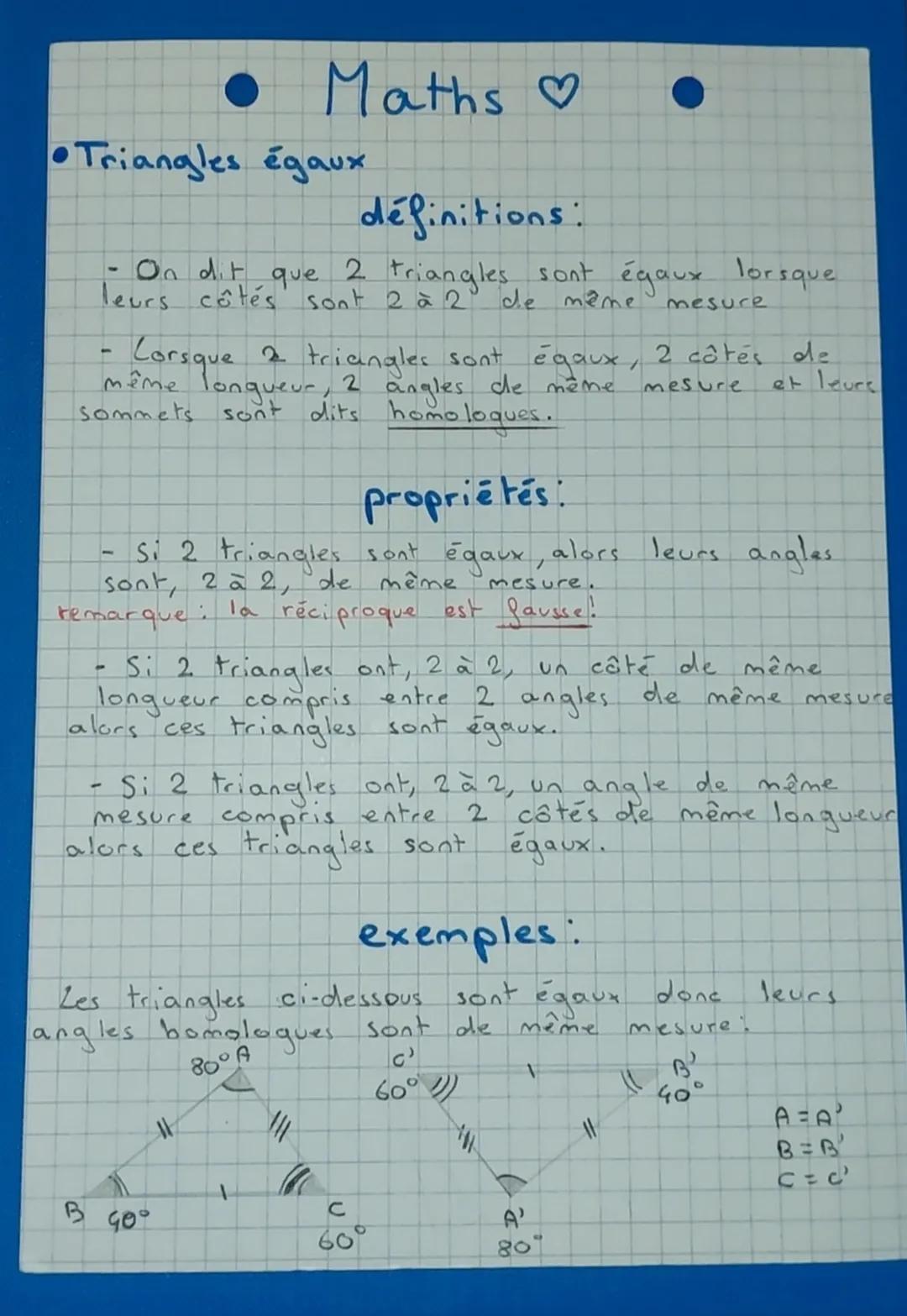 Triangles Égaux 4ème : Exercices Corrigés et PDF Amusants