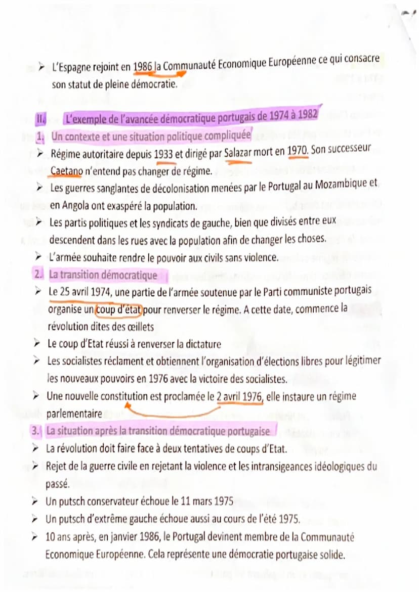 Sujet 2: D'un régime autoritaire à la démocratie: l'exemple du Portugal et de l'Espagne de
1974 à 1986
Intro:
Winston Churchill disait avec 